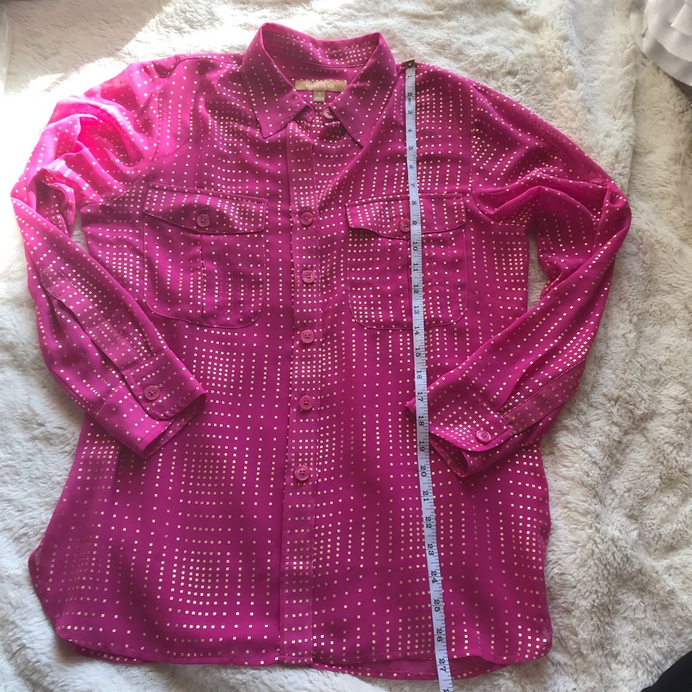 Ellen Tracy Button Down Pink & Gold Shirt Small - Picture 5 of 6